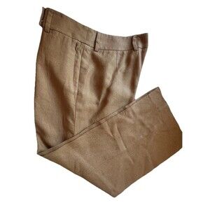 Akris Women Pants Flax Linen Wide Leg Brown 30x27 Waist Invisible Pocket